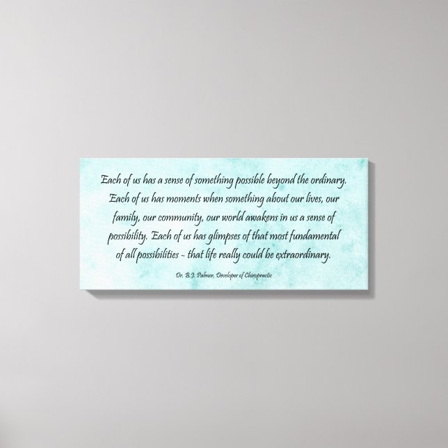 Toile B J Palmer Vie extraordinaire Chiropratique (Recto)