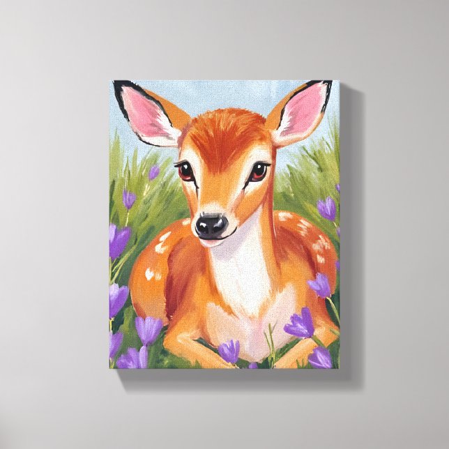 Toile Baby Deer Fawn Animal Painting (Recto)