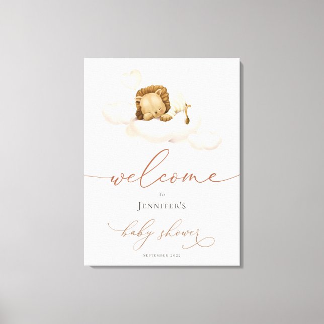 Toile Baby shower Lion Bienvenue (Recto)