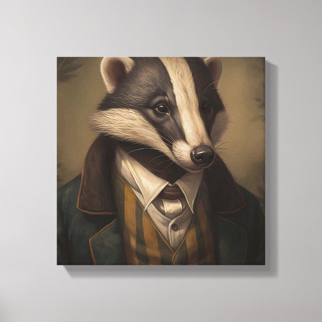 Toile Badger en costume | Art animal | Animal en costume (Recto)