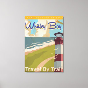 Toile Baie de Whitley, affiche du nord de Vintage voyage