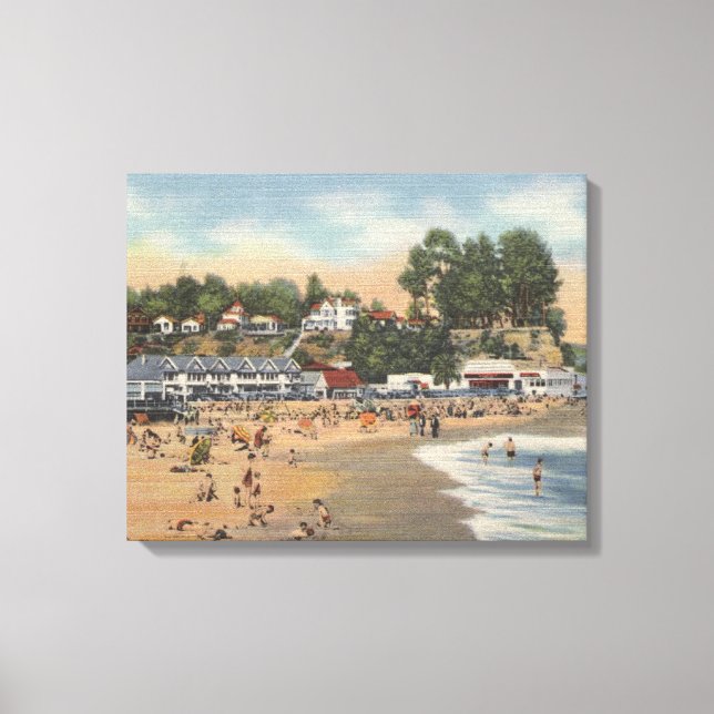 Toile Baigneurs et bains de soleil sur la plage (Recto)
