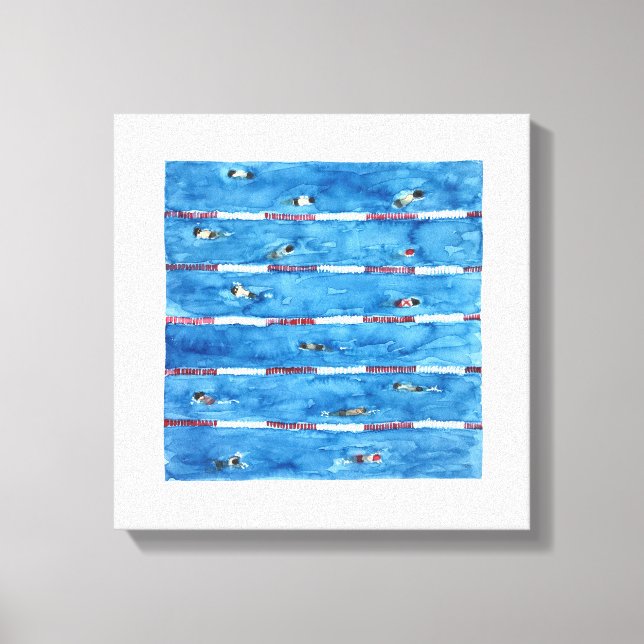 Toile Baigneurs pendant les échauffements en aquarelle (Recto)