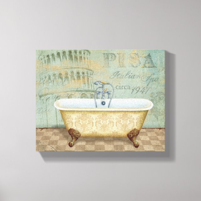 Toile Baignoire française et tour penchée de Pise (Recto)