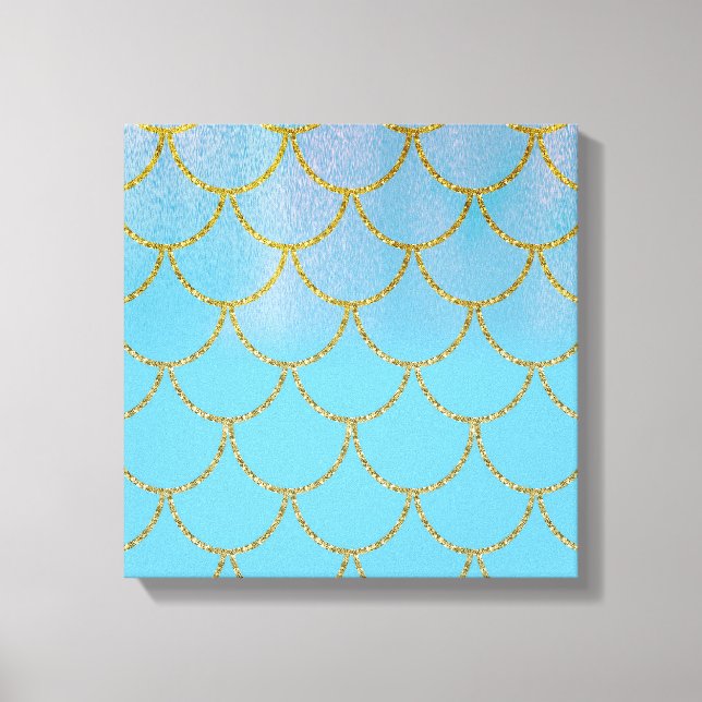 Toile Balances de sirène de Shimmer bleu et or (Recto)