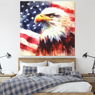 Toile Bald Eagle avec drapeau des États-Unis d'Amérique