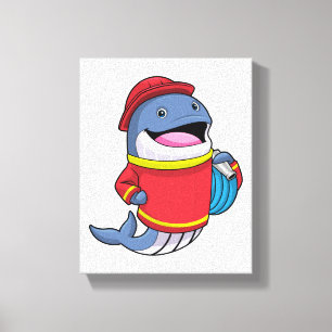 Toile Baleine comme pompier avec tuyau