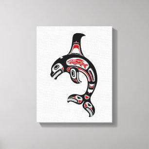 Toile Baleine tueuse de l'esprit haïda rouge et noir