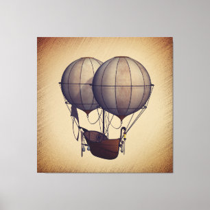 Toile Ballons à air chaud Steampunk avec bateau