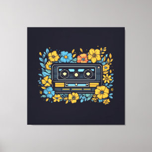 Toile Bande de cassette avec fleurs