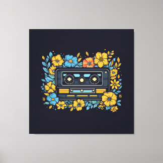 Toile Bande de cassette avec fleurs