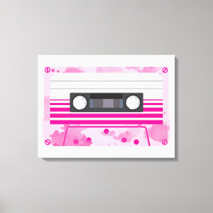 Toile Bande de cassette rose avec éclaboussures d'aquare