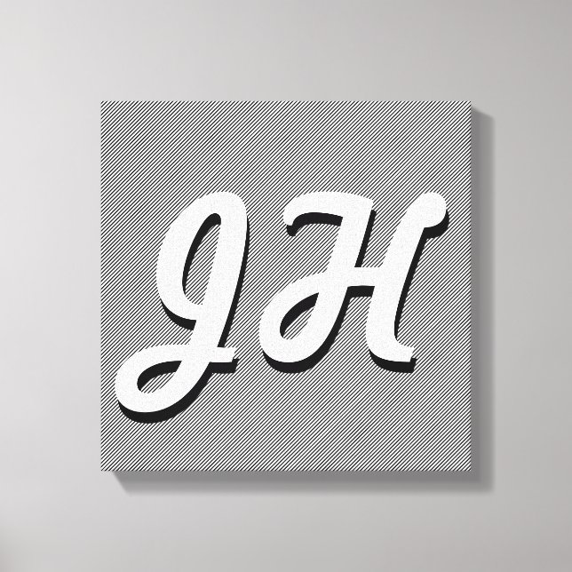 Toile Bandes minces en noir et blanc | Initiales retro-s (Recto)
