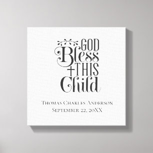 Toile Baptême Chrétien Le Christ Dieu Bénit Cet Enfant