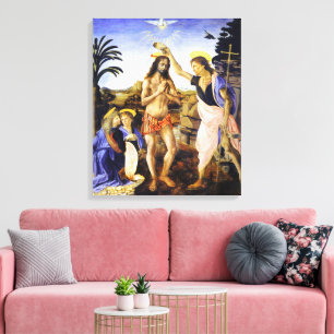 Toile Baptême du Christ de Léonard de Vinci Beaux-Arts