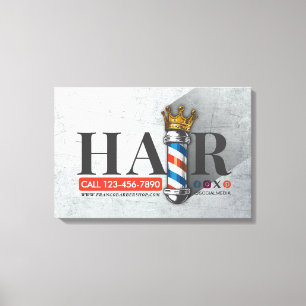 Toile Barber Hair Shop King Crown Barber Pole Hair Salon