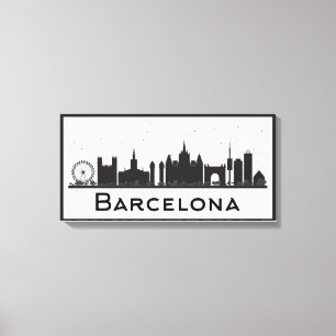 Toile Barcelone, Espagne horizon noir et blanc de   de