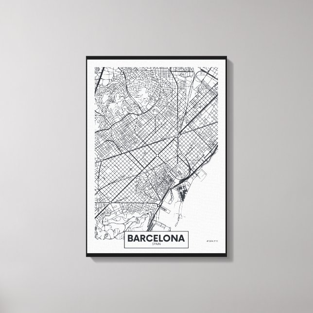 Toile Barcelone, Espagne | Plan de ville (Recto)