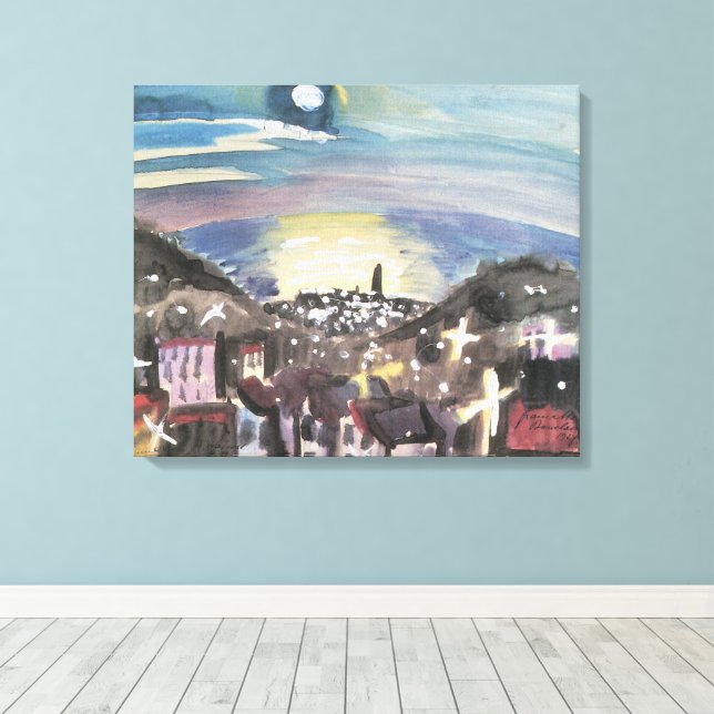 Toile Barcelone la nuit par Walter Gramatte (Insitu (Plancher de Bois))