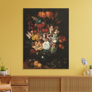 Toile Baroque Ancien, Nature Morte Florale Fleurs dans u
