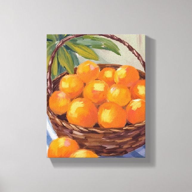 Toile Basket of Oranges Fruit Citrus Painting (Recto)