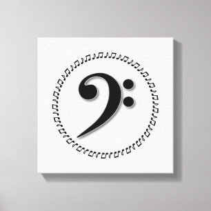 Toile Bass Clef Music Note Design