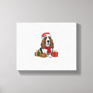 Toile Basset Hound Chien Fêtes de Noël Père Noël Amoureu