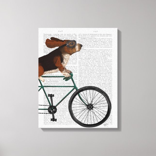 Toile Basset Hound sur vélo (Recto)