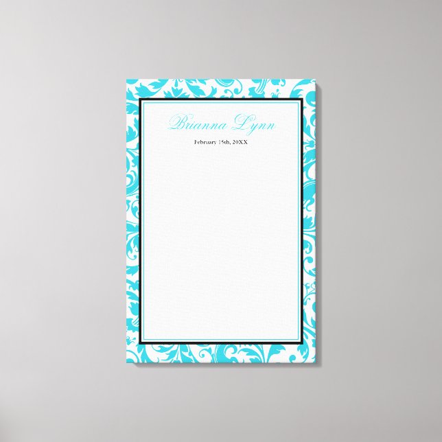 Toile Bat mitzvah turquoise Blue Swirl Damask Connexion (Recto)