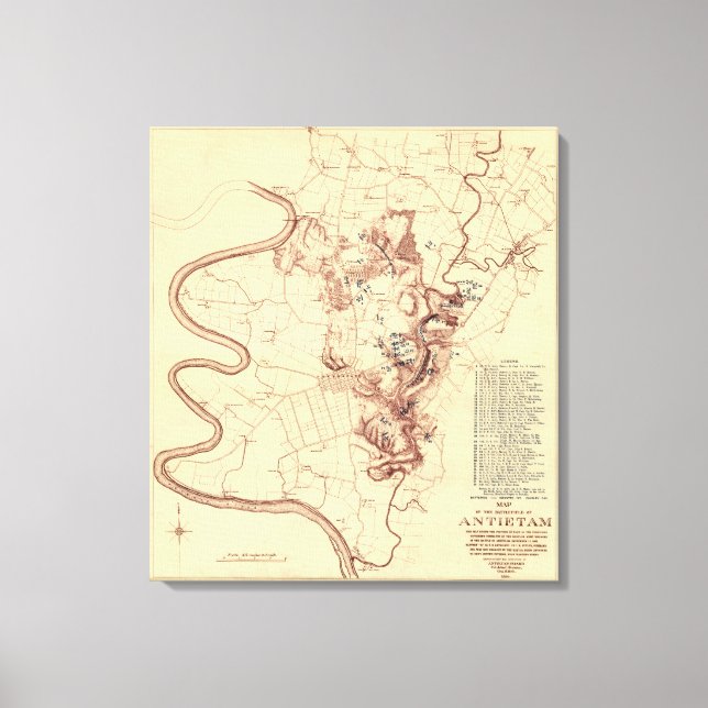 Toile Bataille d'Antietam - Guerre civile Carte panorami (Recto)