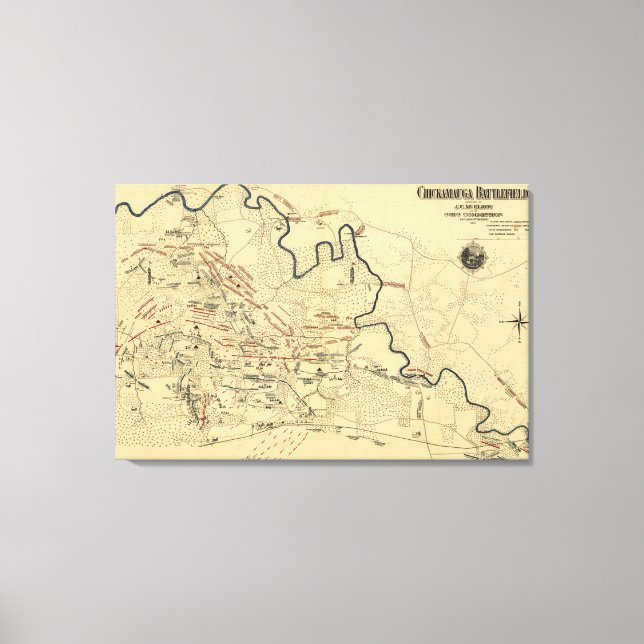Toile Bataille de Chickamauga - Guerre civile Carte pano (Recto)