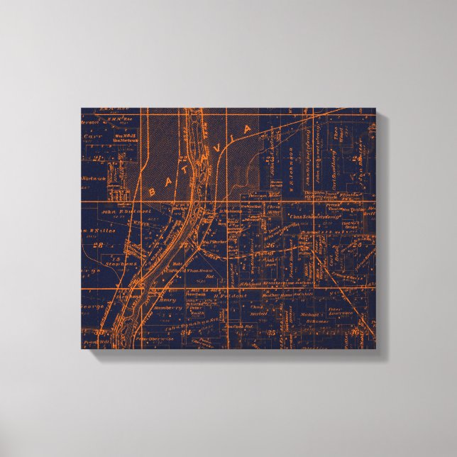 TOILE BATAVIA ILLINOIS 1871 CARTE FOX RIVER VALLEY (Recto)