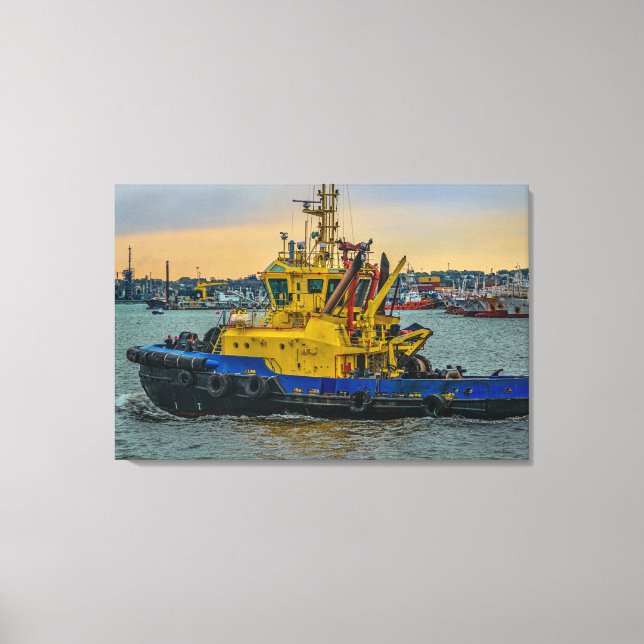 Toile Bateau à moteur à la rivière, montevideo, uruguay (Recto)