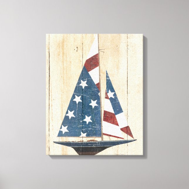 Toile Bateau À Voile Avec Drapeau Américain (Recto)