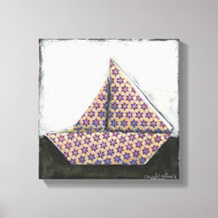 Toile Bateau à voile Origami sur papier design Star