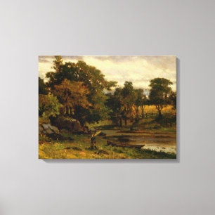 Toile Bateau amarré près du ruisseau - Edward Banister -