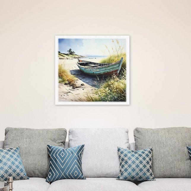 Toile Bateau de rangée abandonné sur la côte (Coastal Abandoned Row Boat Canvas Print)