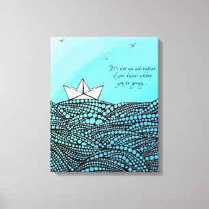Toile Bateau en papier crayon   texte de motivation