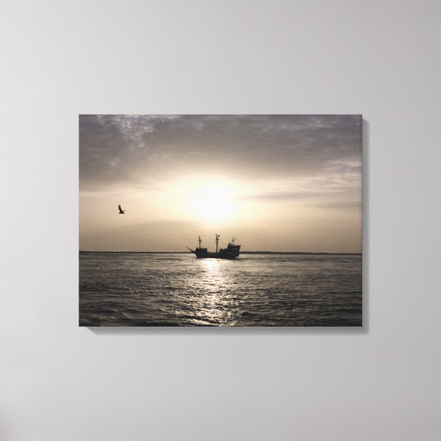 Toile Bateau fantôme au coucher du soleil (Recto)