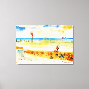 Toile Bateau rouge à Norfolk aquarelle vive art