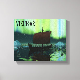 Toile Bateau Viking Sous Lumière Du Nord