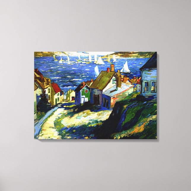 Toile Bateaux à voile au port, peinture d'art (Recto)