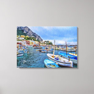 Toile Bateaux d'art italien de photo de Capri