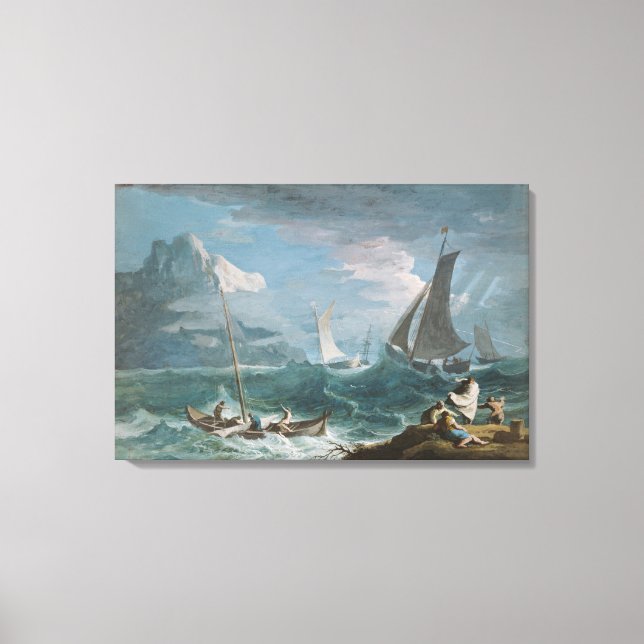 Toile Bateaux de pêche dans une tempête (Recto)