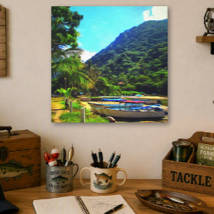 Toile Bateaux de pêche de la rivière Mismaloya Mexique 0