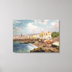 Toile Bateaux de pêche sur la plage chez Marinella,