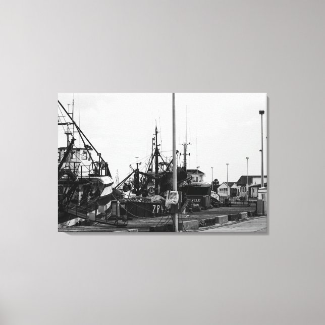Toile Bateaux De Port Monochrome Noir Et Blanc (Recto)