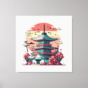 Toile Bâtiment d'art coloré du Japon