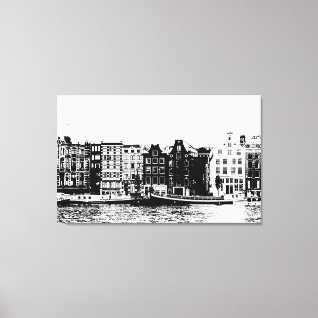 Toile Bâtiments d'Amsterdam noir et blanc (Recto)