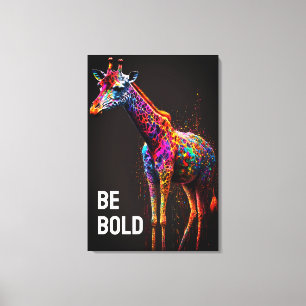 Toile Be Bold Colorée Arc-en-ciel Giraffe Cute Zoo Anima